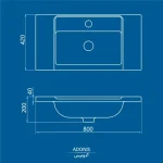 نقشه روشویی روکابینتی چینی کرد مدل آدنیس 80